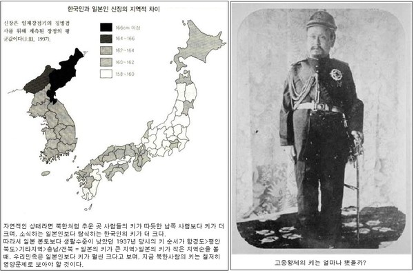 1937년 일제의 징병검사 자료. 함경도가 가장 크고 일본의 동북지방이 가장 작다 